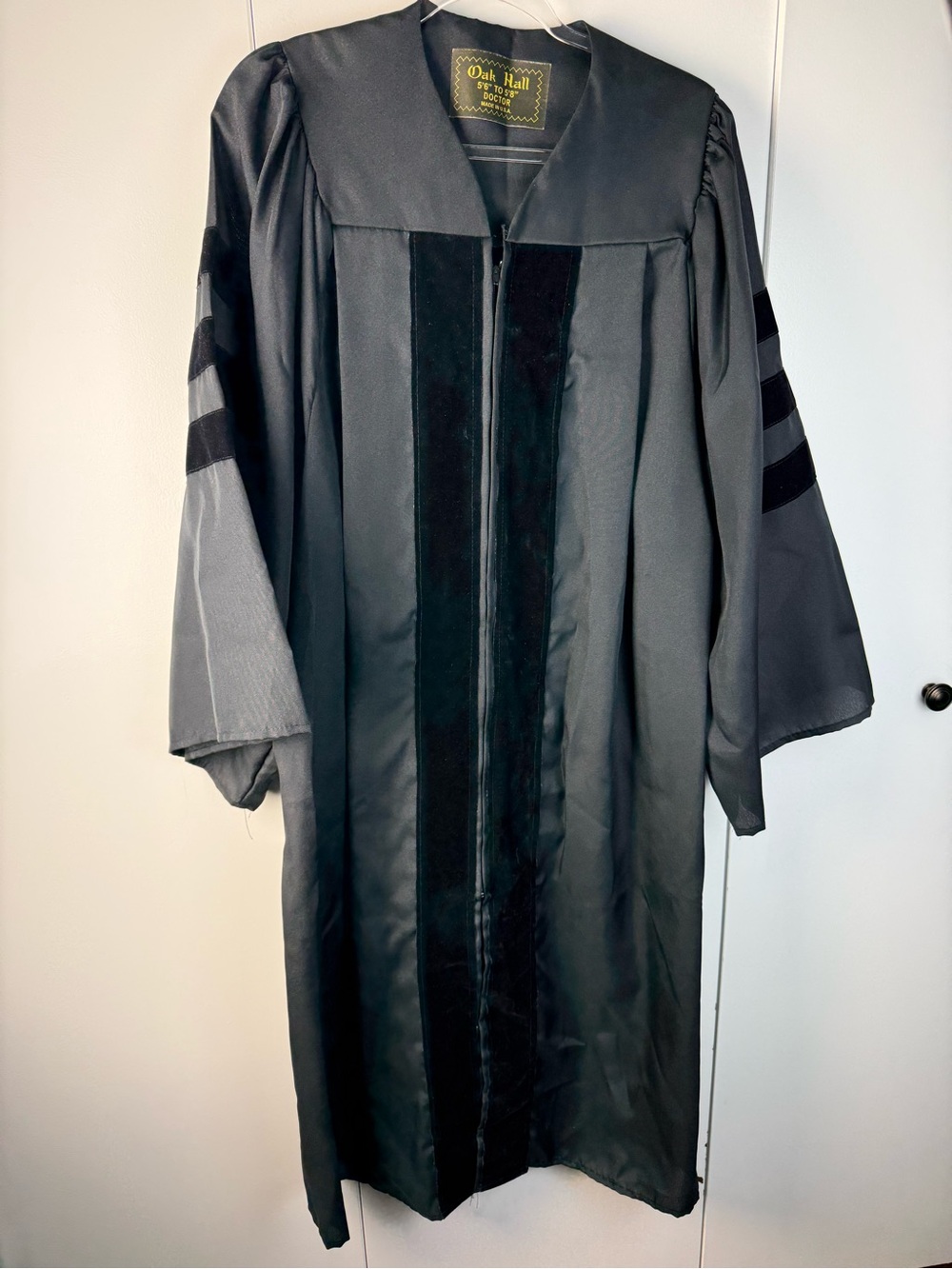 Oak Hall Black Academic Gown with Velvet Panels